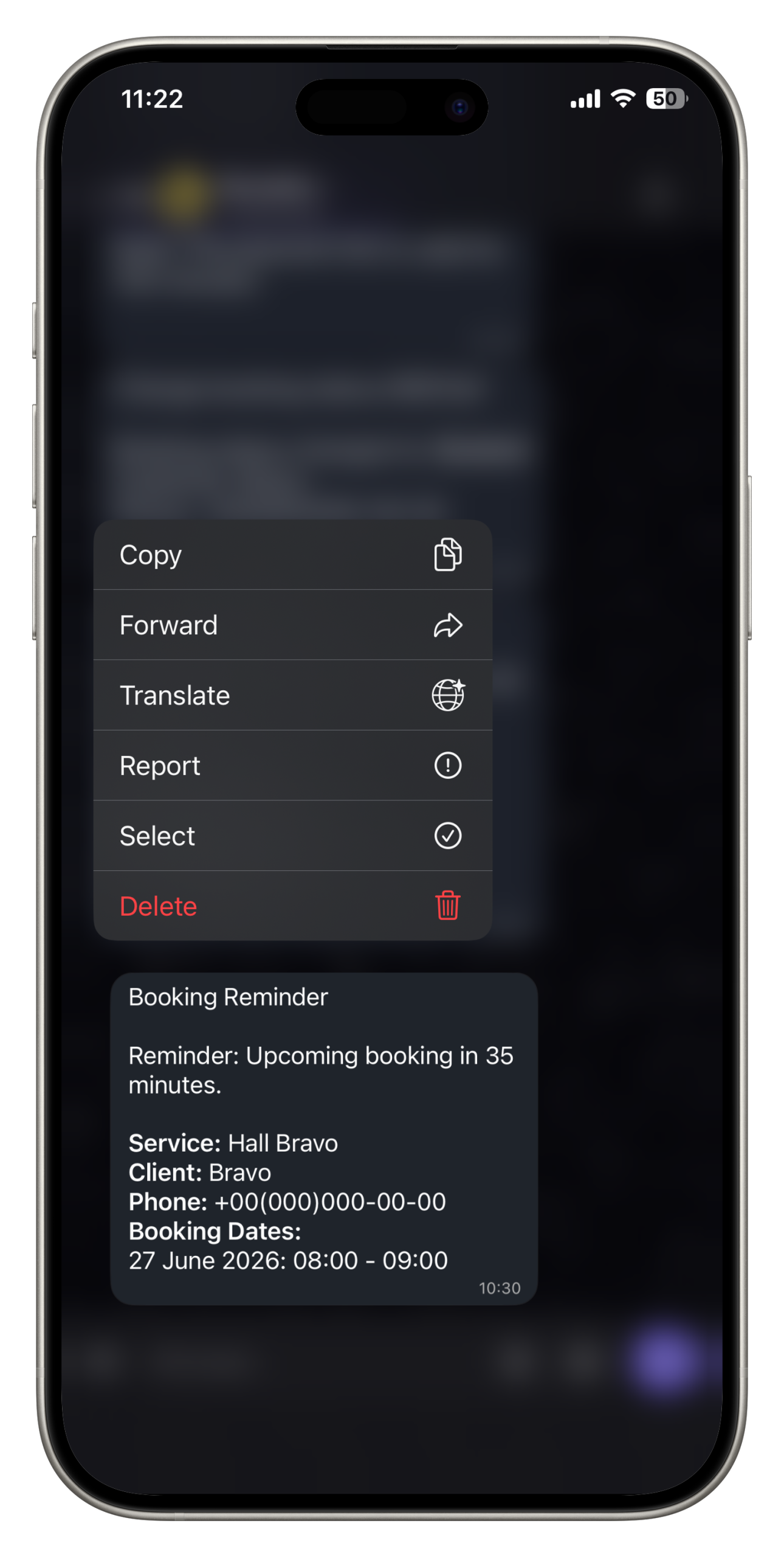 Viber integration for team booking alerts and client management