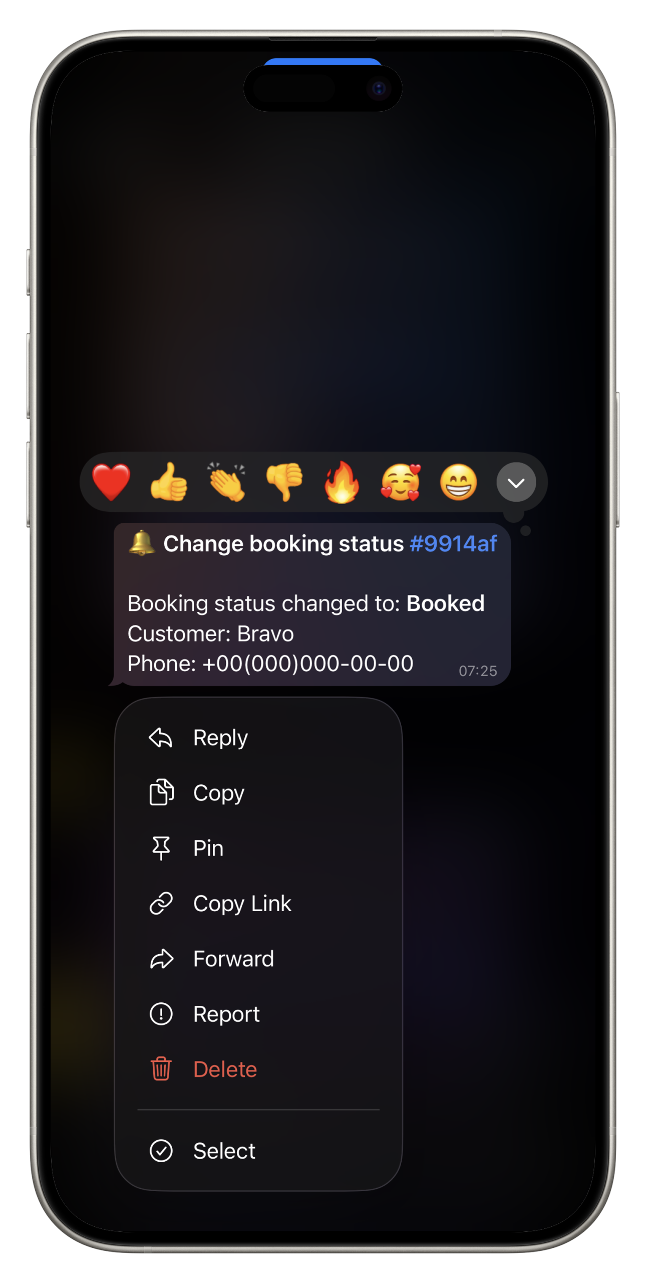 Automatic Telegram bot for booking management and team updates