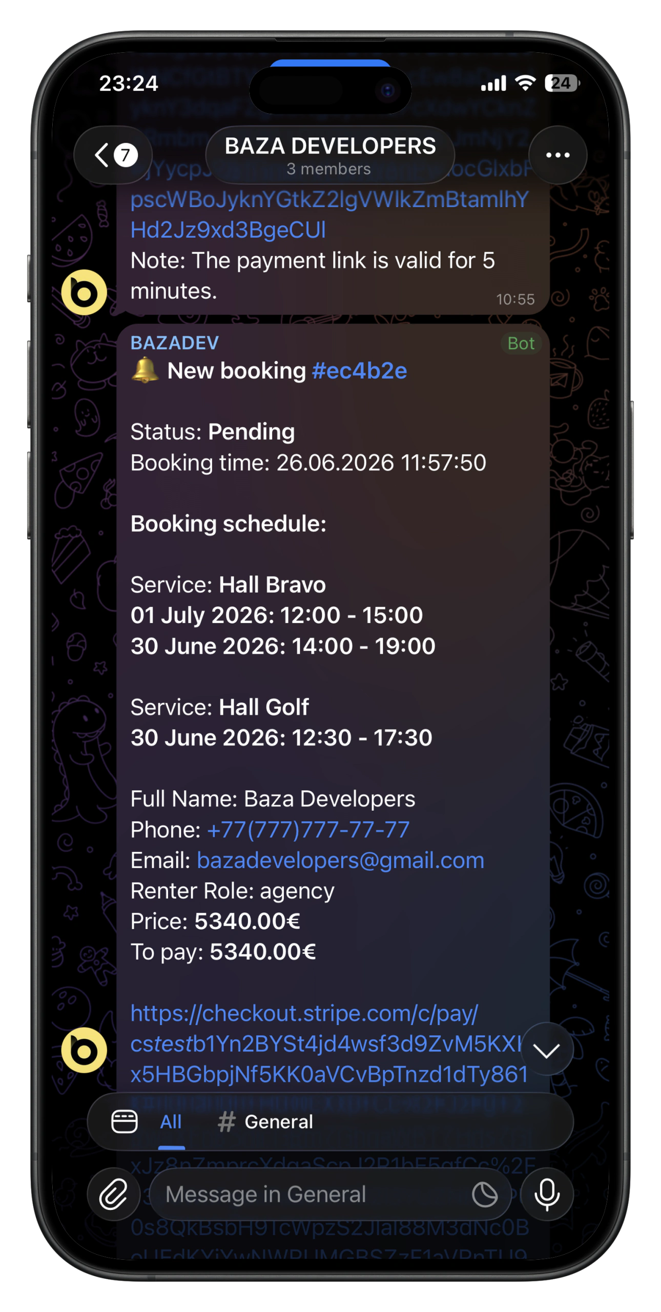 Telegram booking notifications for business – instant alerts in team chat