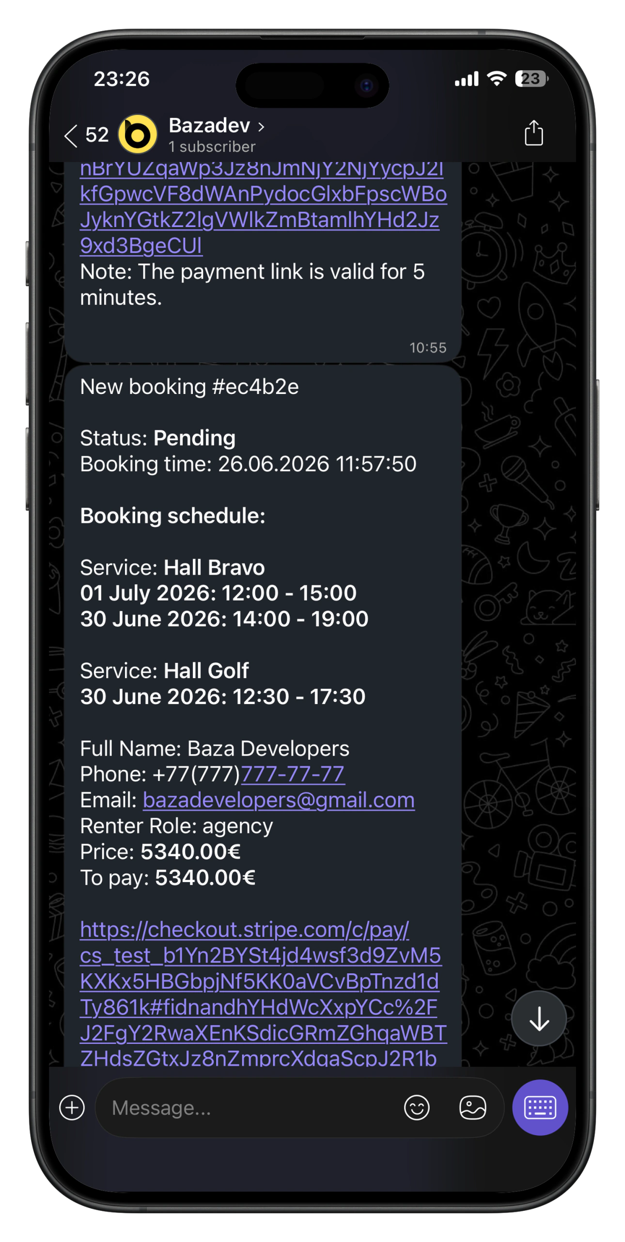 Viber integration for team booking alerts and client management