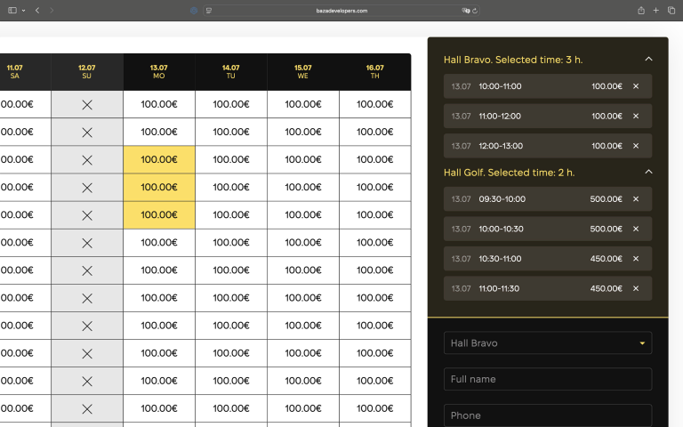 Booking plugin checkout cart displaying selected services and pricing breakdown