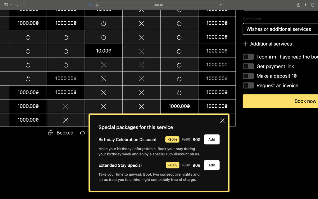 Enable special offer