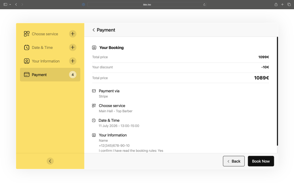 Baza Booking Calendar Amelio Booking Theme Step Payment
