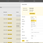 Booking statuses management panel showing pending, confirmed, and canceled appointments