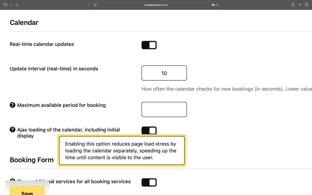 Interactive booking calendar interface showing real-time appointment availability