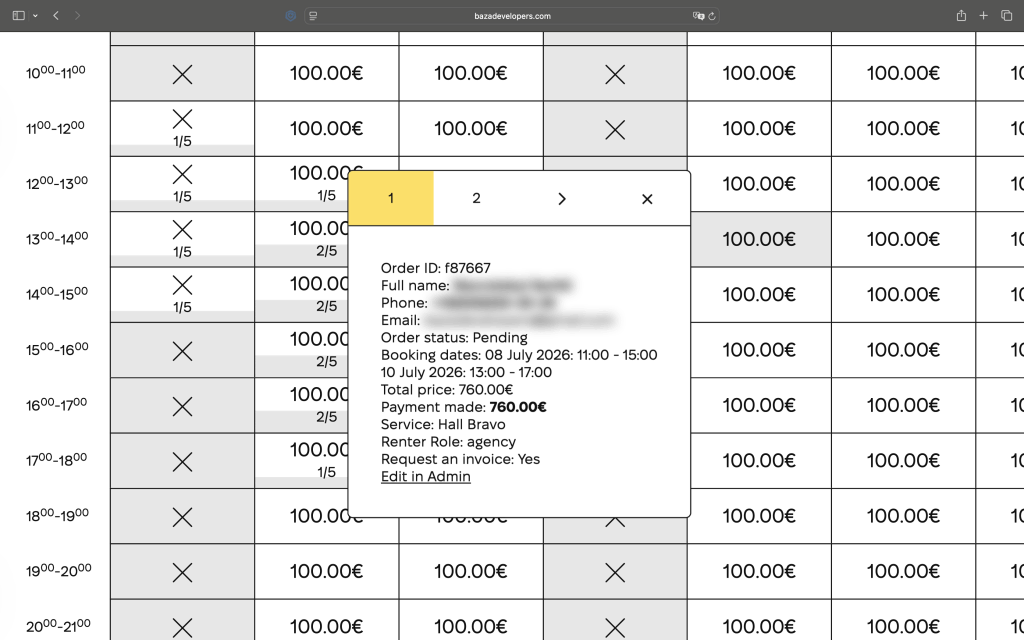 Booking Calendar 