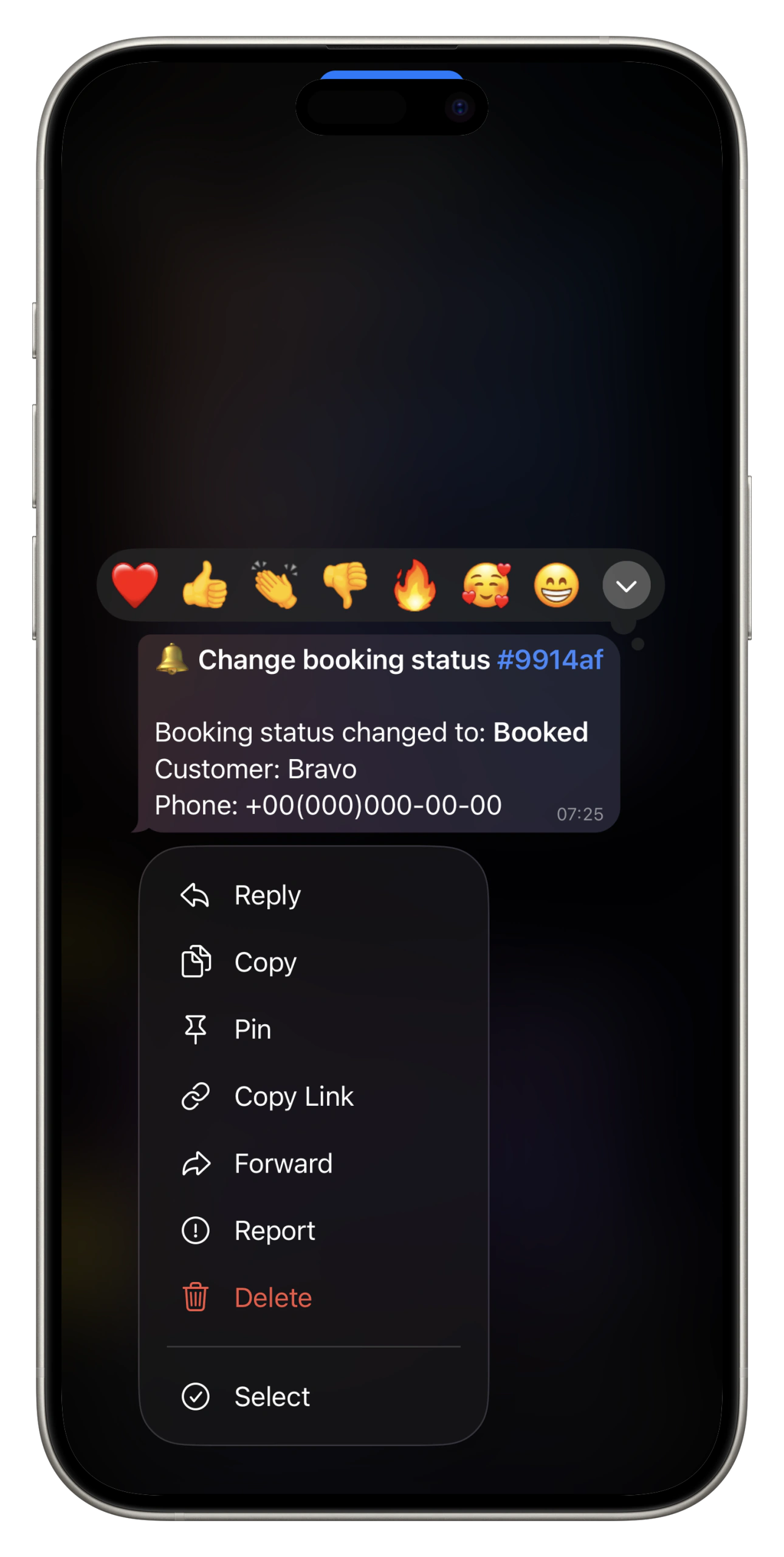 Automatic Telegram bot for booking management and team updates